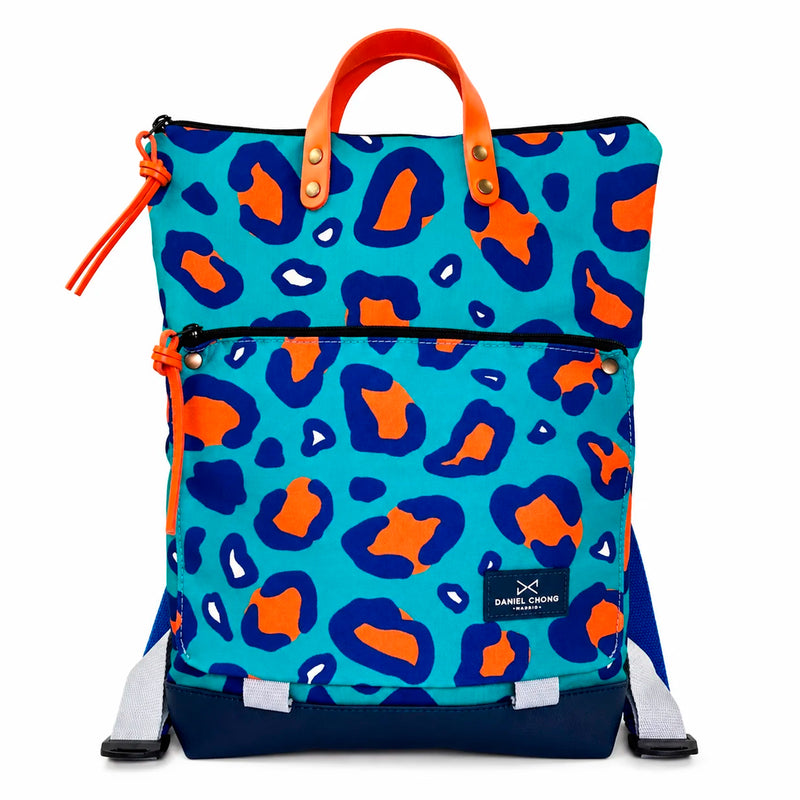 Mochila Book Holder Impermeable con bolsillo extra Daniel Chong - Graphic Edition Animal Print Turquesa
