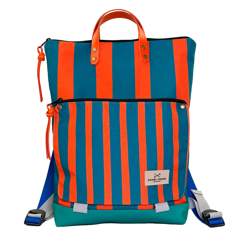 Mochila Book Holder Impermeable con bolsillo extra Daniel Chong - Graphic Edition Rayas Spa/Naranja