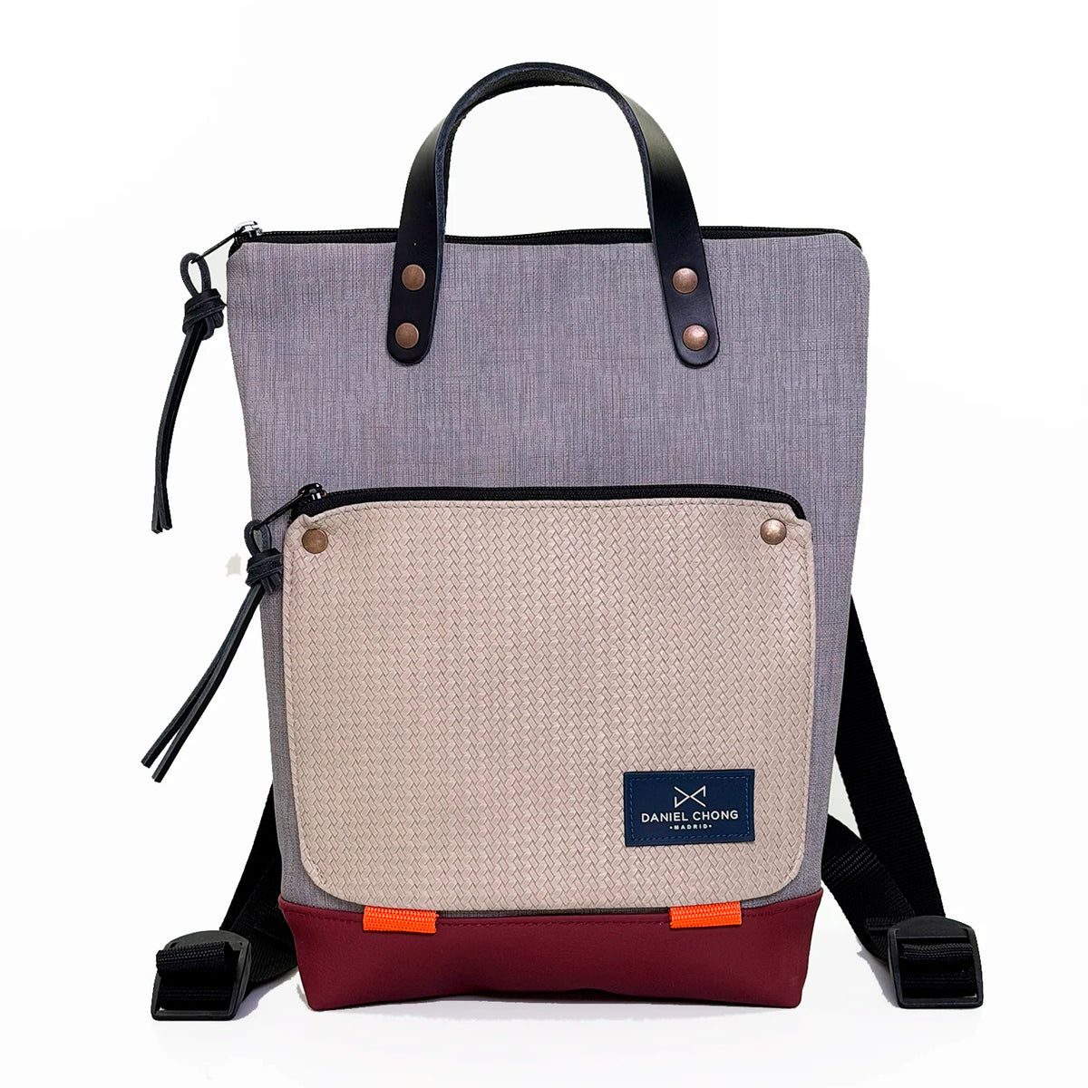 Mochila Mini Book Holder Impermeable con bolsillo extra Daniel Chong - Gris con bolsillo gris