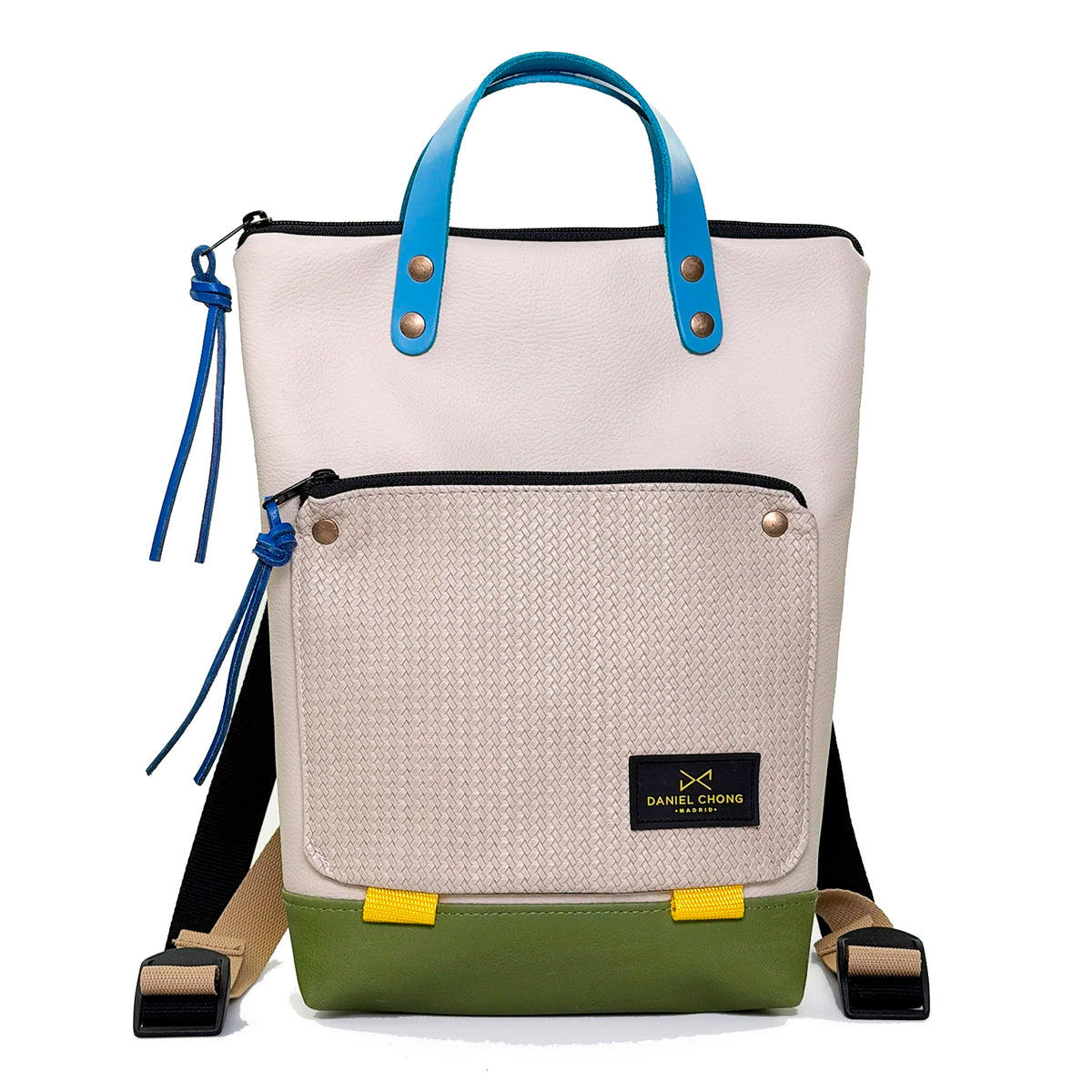 Mochila Mini Book Holder Impermeable con bolsillo extra Daniel Chong - Beige con bolsillo gris