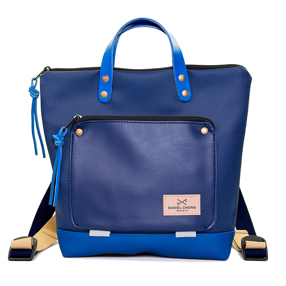 Mochila Mini Book Holder Cuadrada Impermeable con bolsillo extra Daniel Chong - Azul