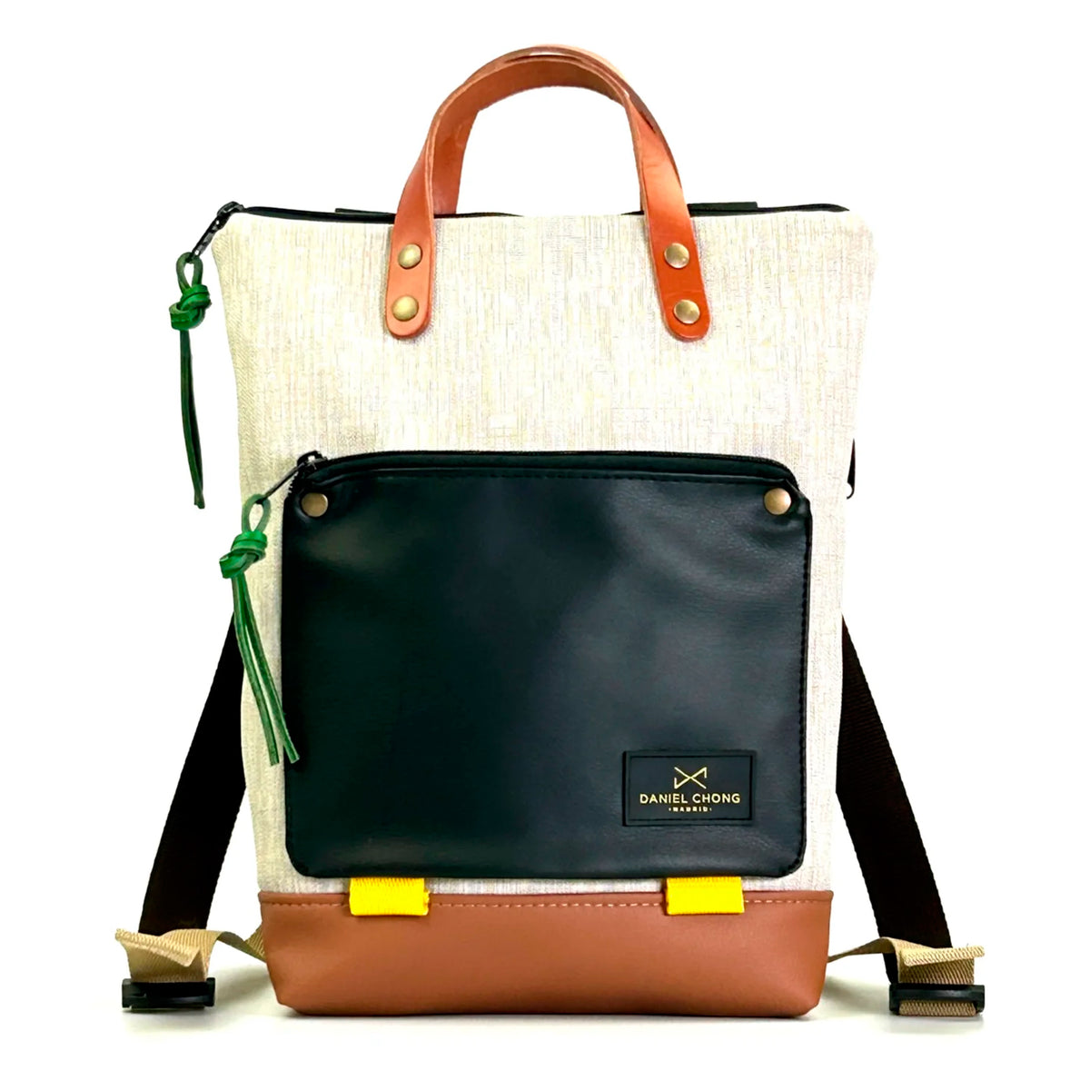 Mochila Mini Book Holder Impermeable con bolsillo extra Daniel Chong - Gris con bolsillo negro