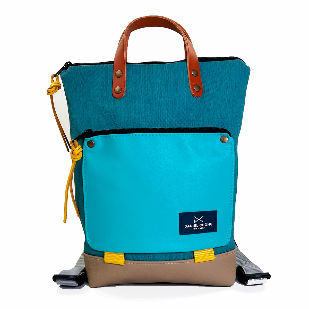 Mochila Mini Book Holder Impermeable con bolsillo extra Daniel Chong - Turquesa con bolsillo azul