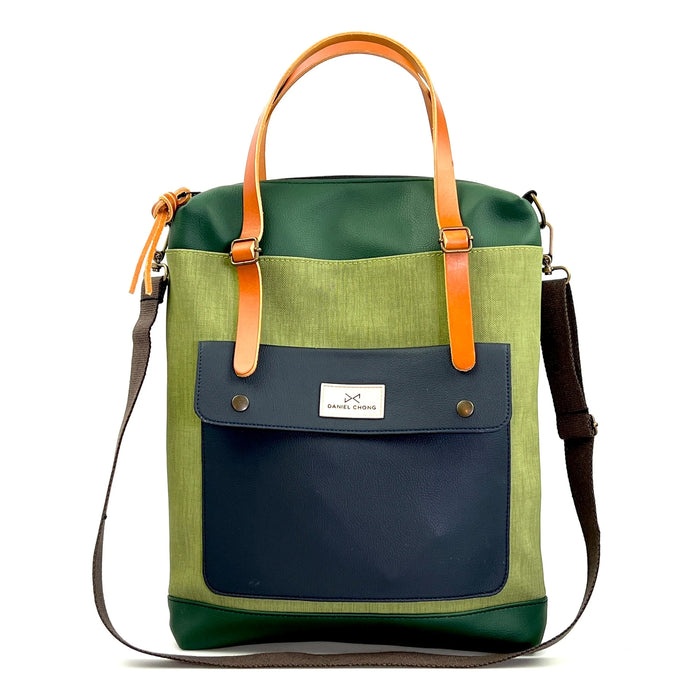 Bolso-mochila The Wanderer de Daniel Chong - Verde con bolsillo azul