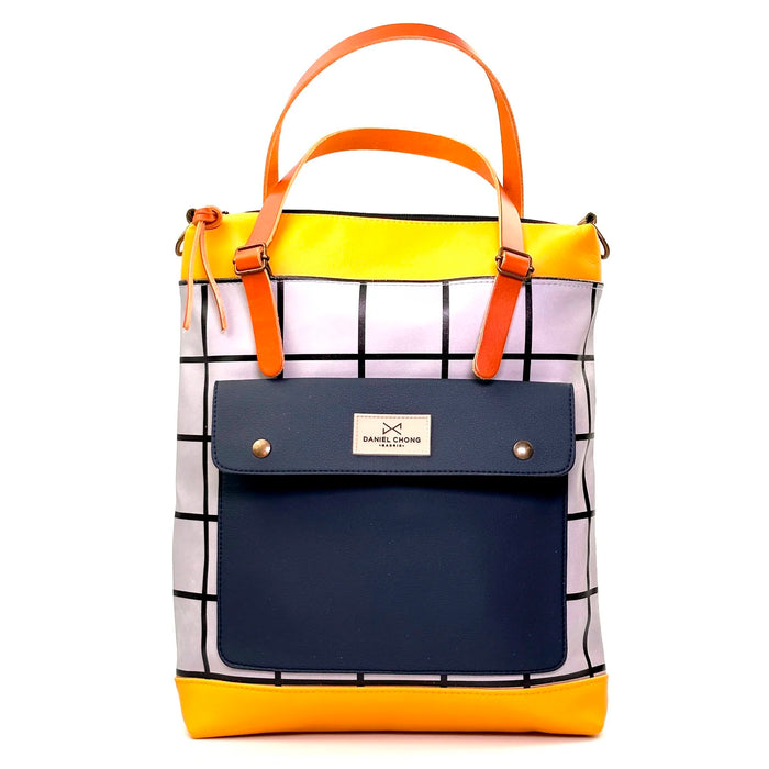 Bolso-mochila The Wanderer de Daniel Chong - Cuadriculado con bolsillo azul