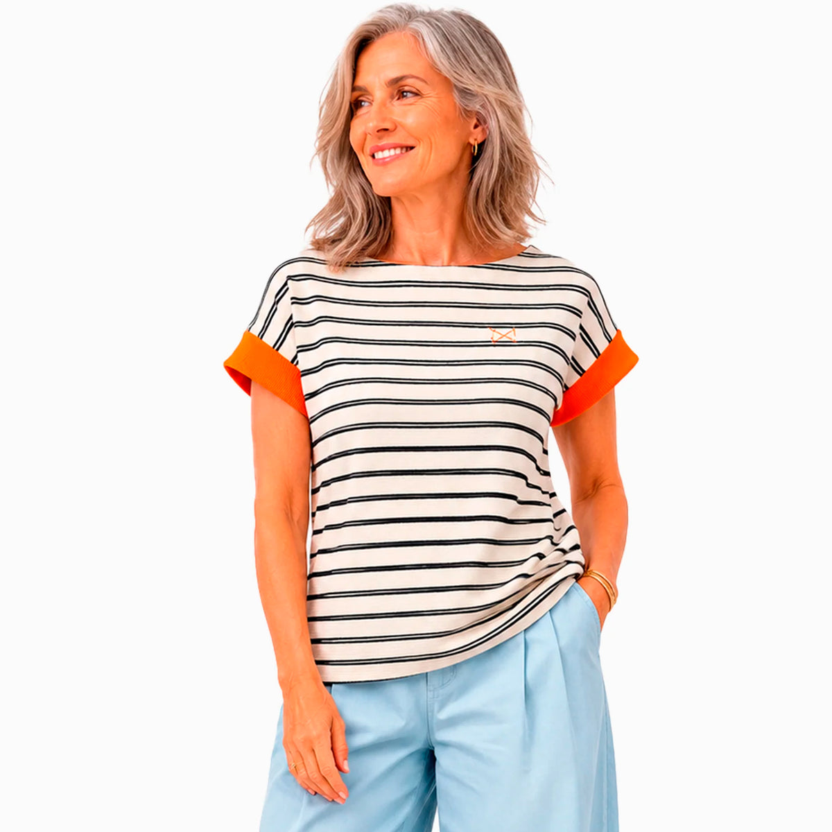 Camiseta Daniel Chong - Cuello Barco Mangas Naranja