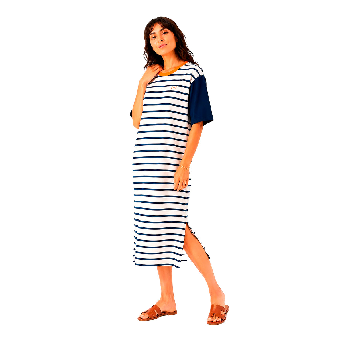 Vestido Daniel Chong - Summer Rayas con Mangas Marino