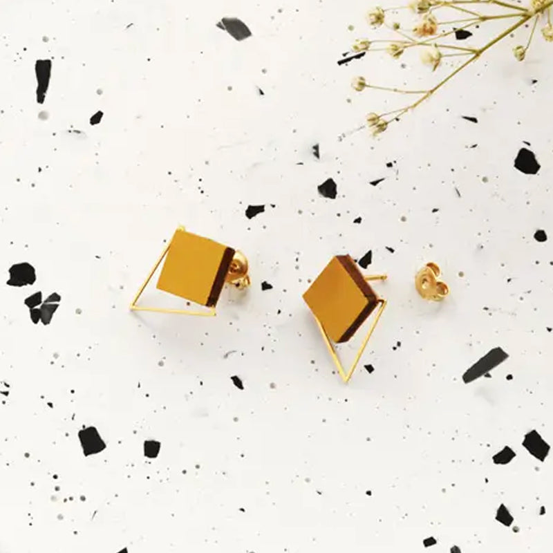 Pendientes - Square Studs Mustard