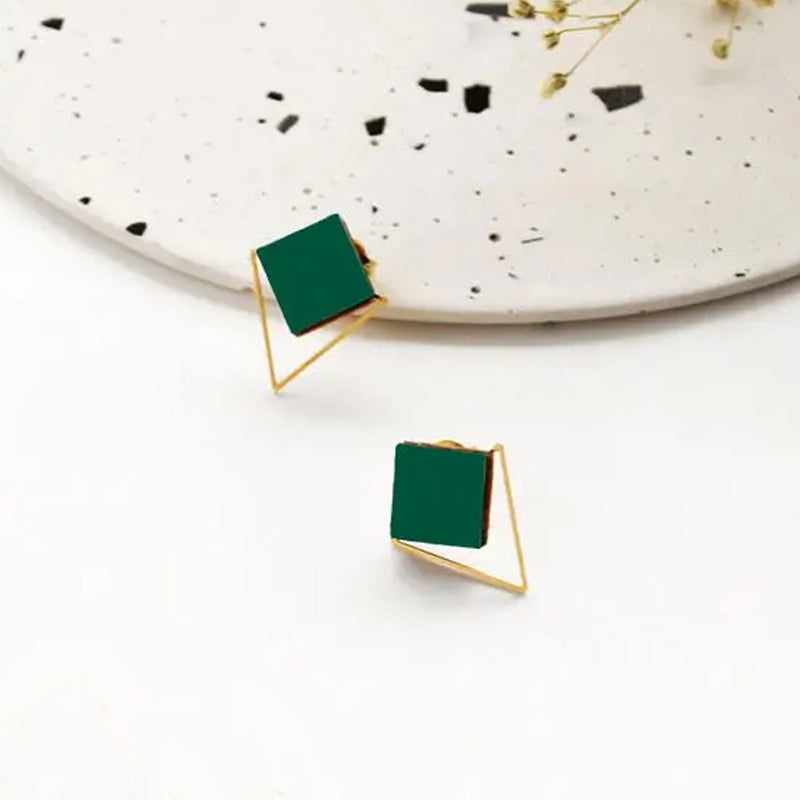 Pendientes - Square Studs Emerald