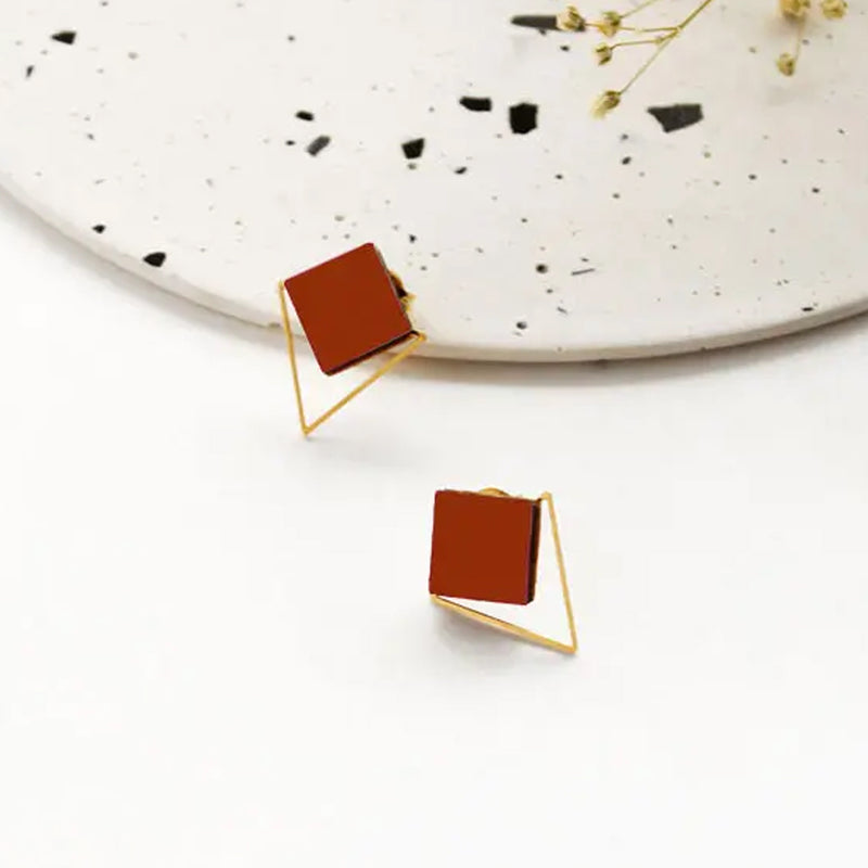 Pendientes - Square Studs Terracotta