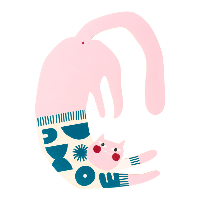 Decoración de pared - Gato rosa con jersey