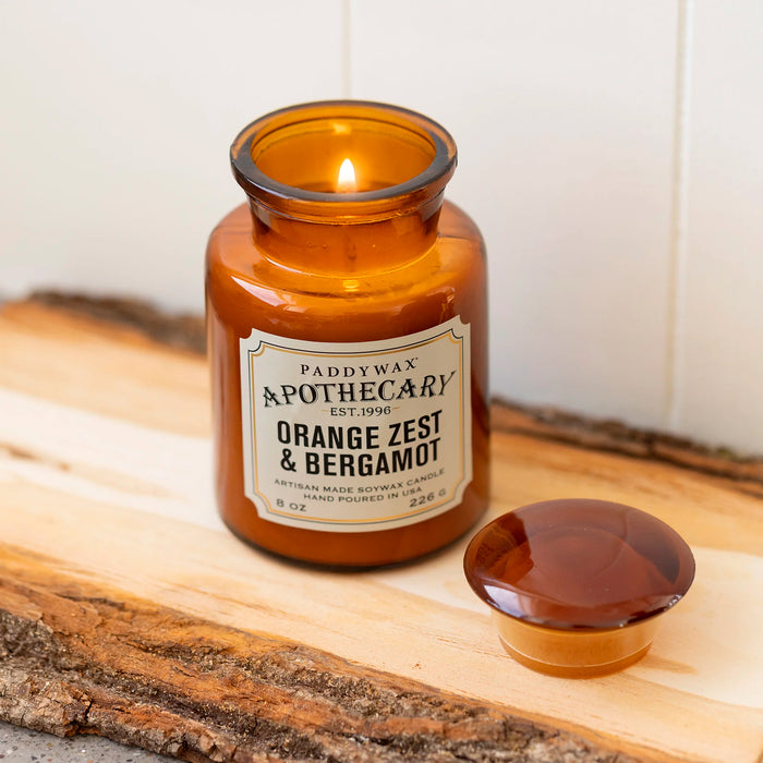 Vela en frasco de botica Paddywax - Cáscara de naranja y bergamota