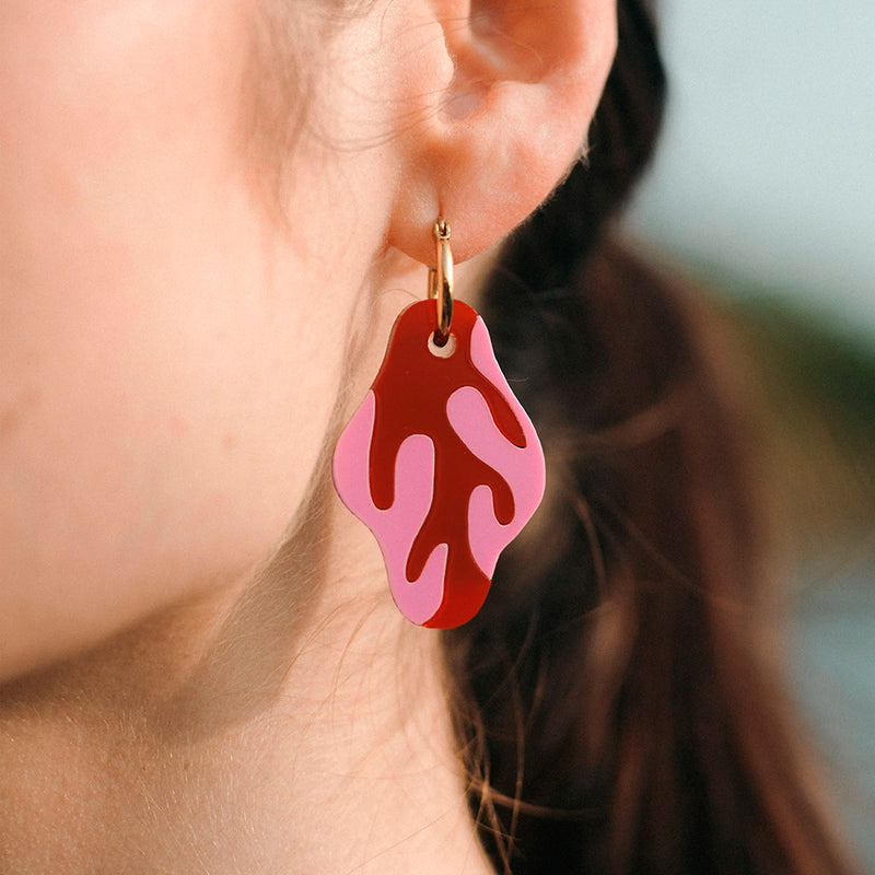 Pendientes de aro - Udra rojo