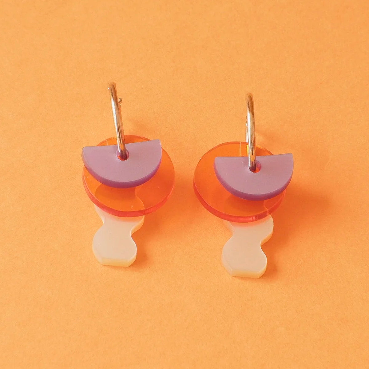 Pendientes - Aros Alfar Malva, Naranja y Crema