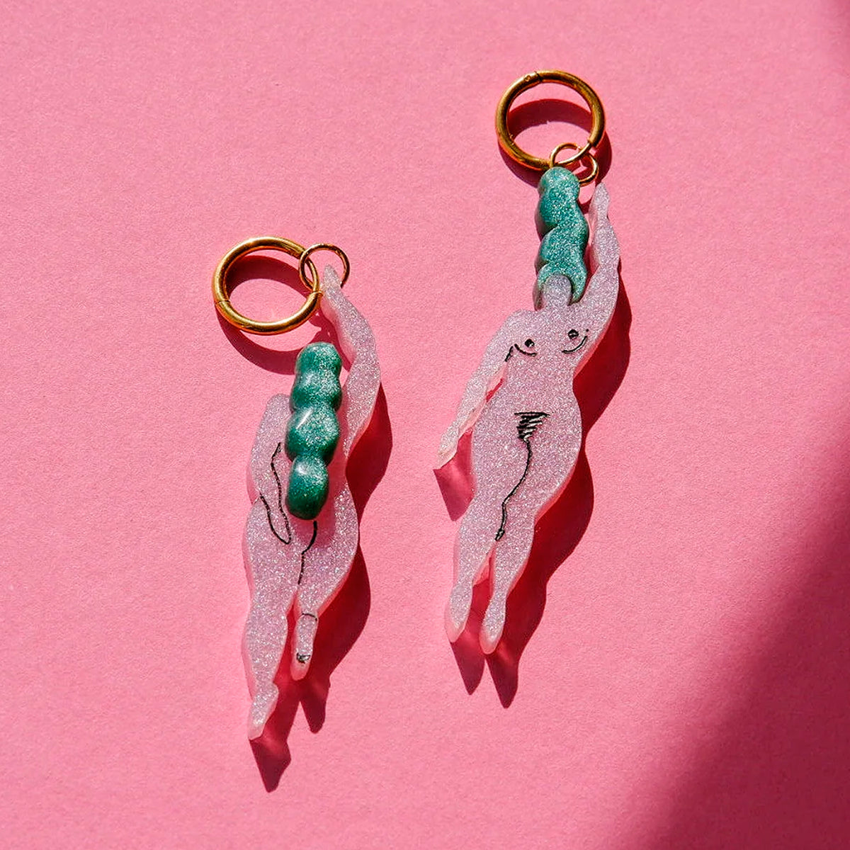 Pendientes - Aros Naire Rosa y Verde Agua