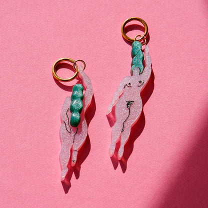 Pendientes - Aros Naire Rosa y Verde Agua