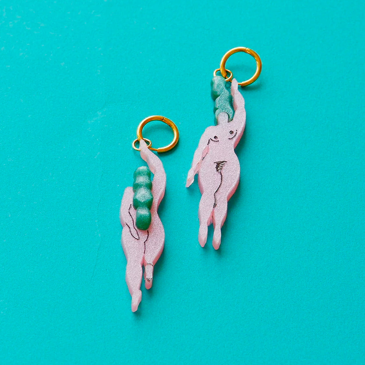 Pendientes - Aros Naire Rosa y Verde Agua