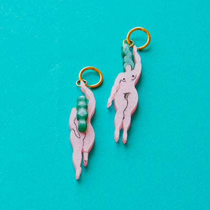 Pendientes - Aros Naire Rosa y Verde Agua