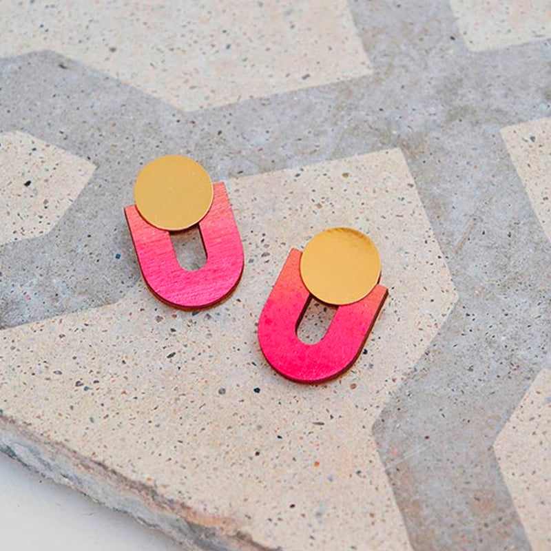 Pendientes - Studs Magenta / Cinnamon