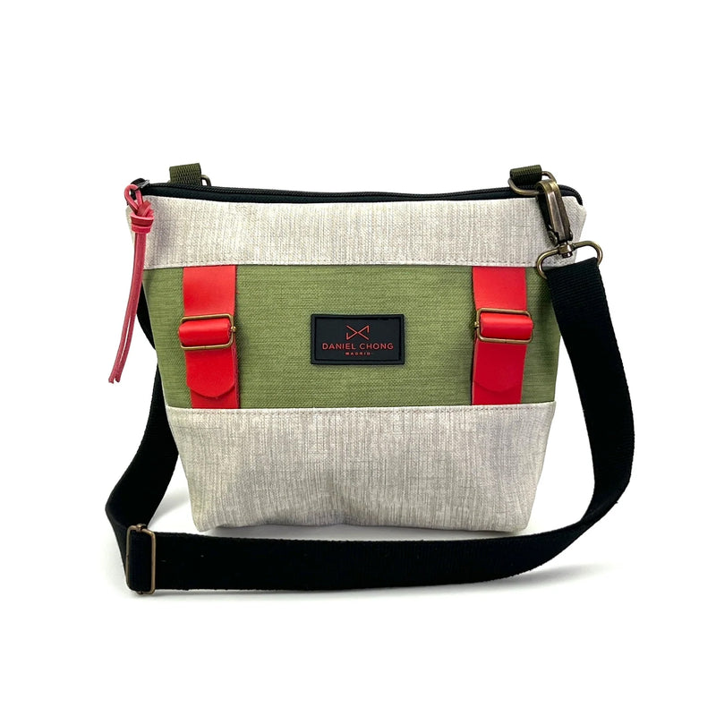 Bandolera Mini Basket Daniel Chong - Rojo, verde y gris