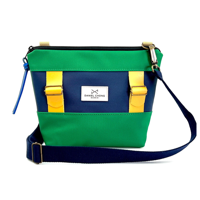 Bandolera Mini Basket Daniel Chong - Amarillo, azul y verde