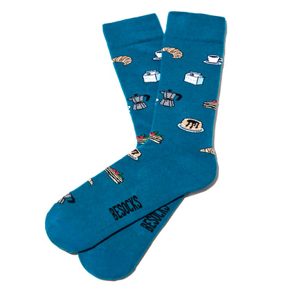 Calcetines Besocks - BeSweetBreakfast Turquoise ☕🥐