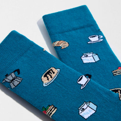 Calcetines Besocks - BeSweetBreakfast Turquoise ☕🥐