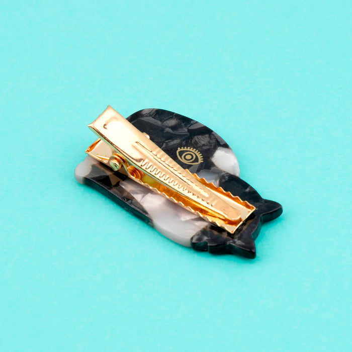 Pasador de pelo - Gato blanco y negro