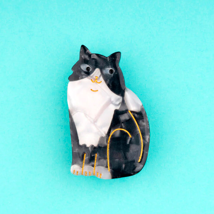 Pasador de pelo - Gato blanco y negro