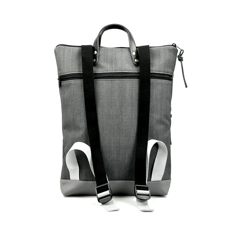 Mochila Book Holder Impermeable con bolsillo extra Daniel Chong - Gris con bolsillo verde