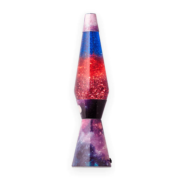 Lámpara de lava Fisura - Base galaxia, líquido morado, purpurina