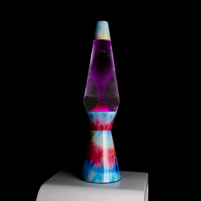 Lámpara de lava Fisura - Tie Dye, liquido transparente, lava morada