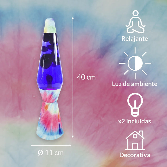 Lámpara de lava Fisura - Tie Dye, liquido transparente, lava morada