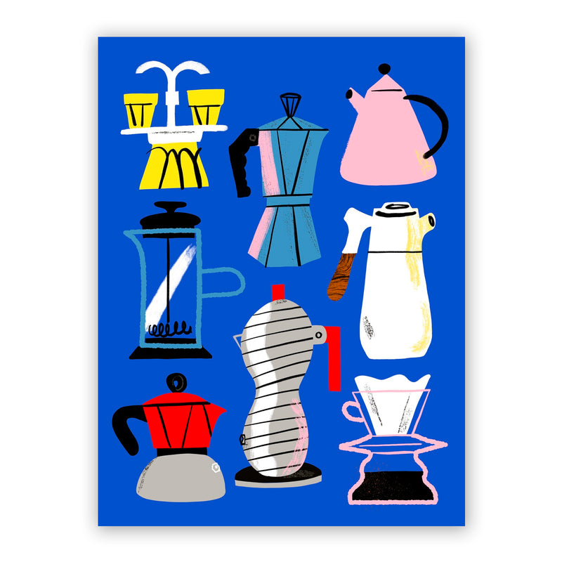Print de Sara Marcos A3 - "Cafeteras Azul"