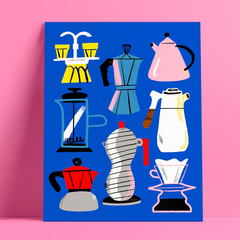 Print de Sara Marcos A3 - "Cafeteras Azul"