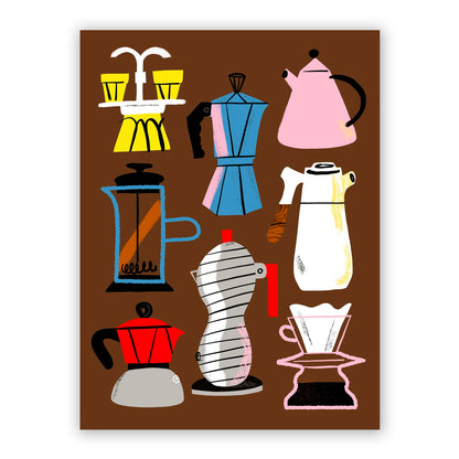 Print de Sara Marcos A3 - "Cafeteras Marrón"