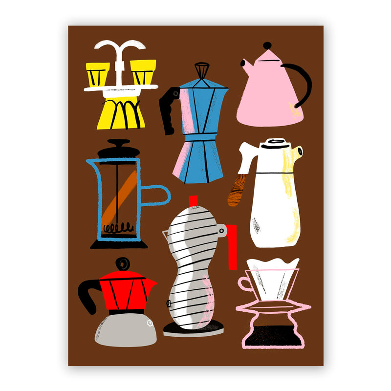 Print de Sara Marcos A3 - "Cafeteras Marrón"