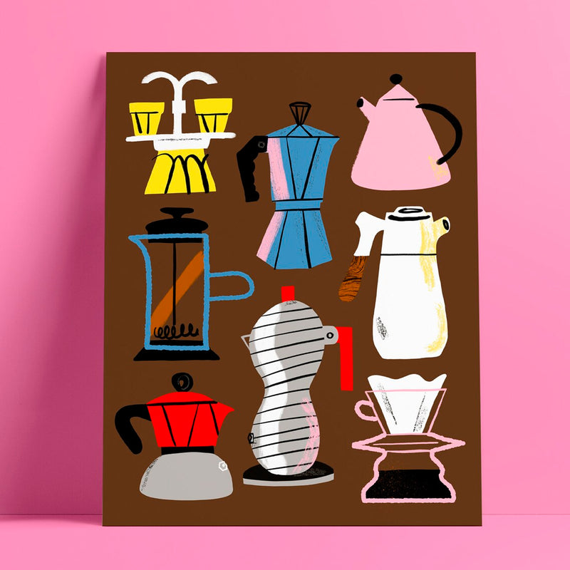 Print de Sara Marcos A3 - "Cafeteras Marrón"
