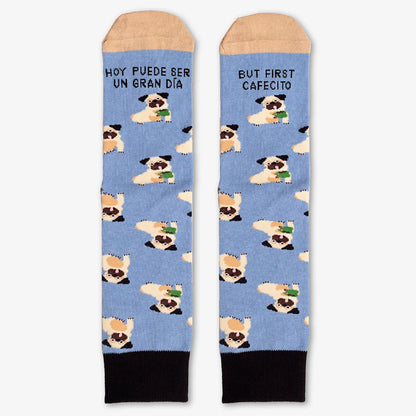 Calcetines UO - "Hoy puede ser un gran día, but first, cafecito" ☕🐶