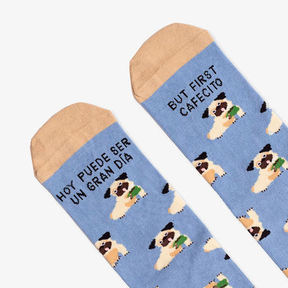 Calcetines UO - "Hoy puede ser un gran día, but first, cafecito" ☕🐶