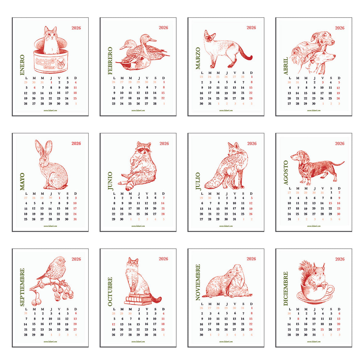 Calendario de Laura Agustí 2026 - Mesa