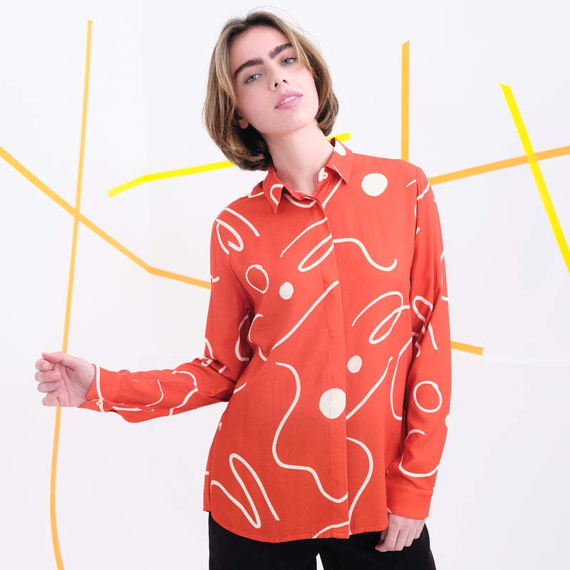 Camisa Béhulah - Ford Lineal Naranja