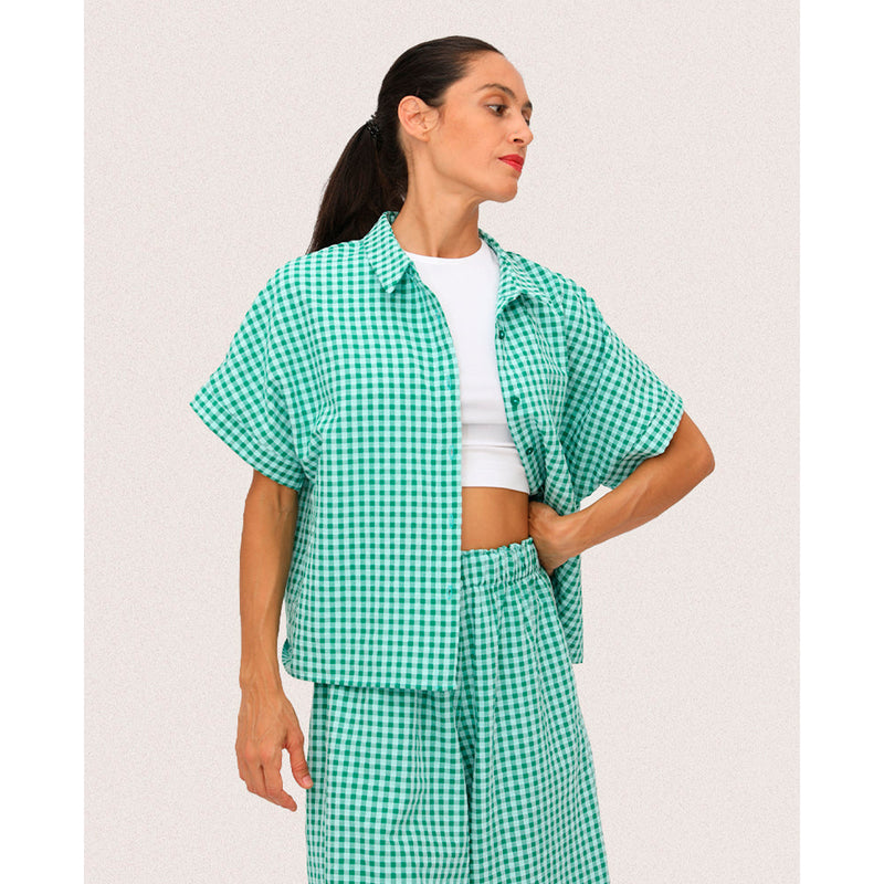 Camisa Casa Peseta - Ilheus Vichy Menta Manzana