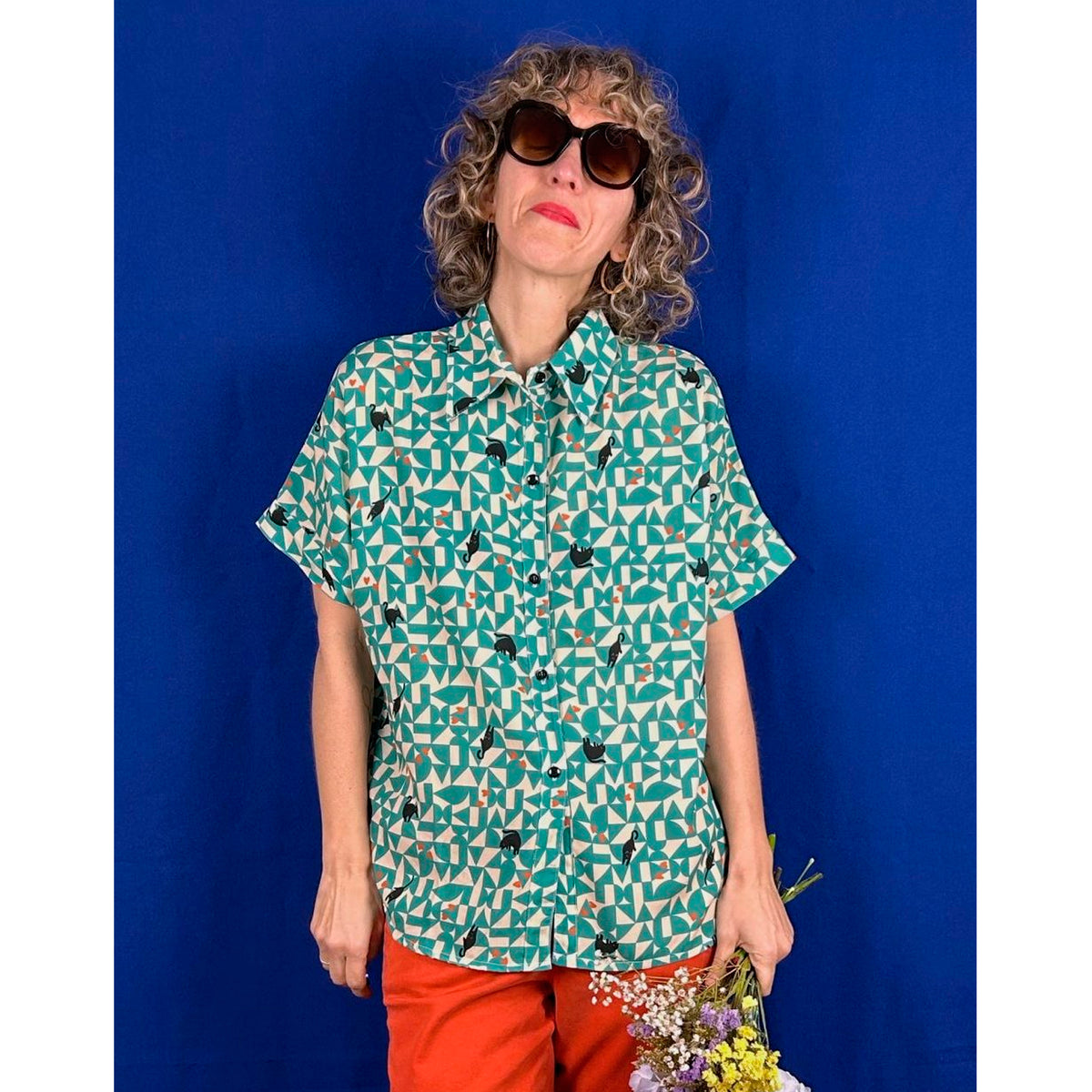 Camisa La Compiano - Ober Geometric Cats