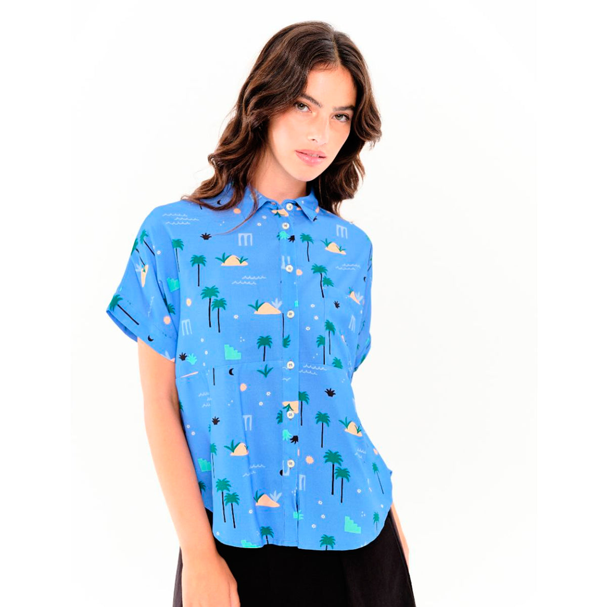Camisa Béhulah - Sandal Palmeras Azul Celeste