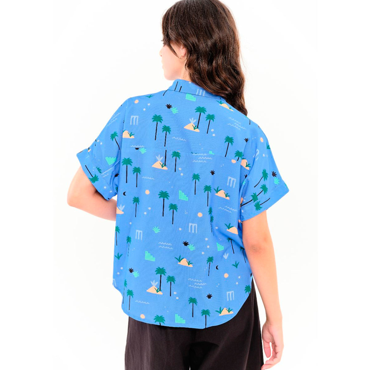 Camisa Béhulah - Sandal Palmeras Azul Celeste
