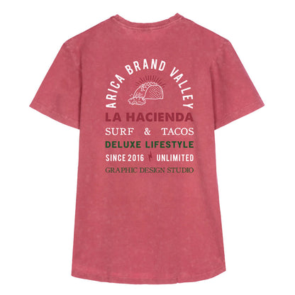 Camiseta Arica Brand - Hacienda Burgundy 🌮🌊