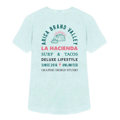 Camiseta Arica Brand - Hacienda Pale Blue 🌮🌊