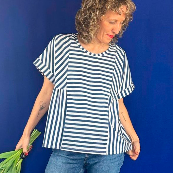 Camiseta La Compiano - Taiyaki Rayas Azul