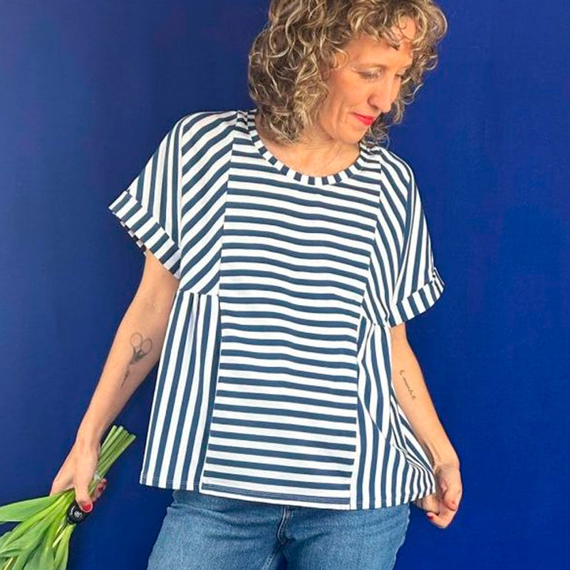 Camiseta La Compiano - Taiyaki Rayas Azul